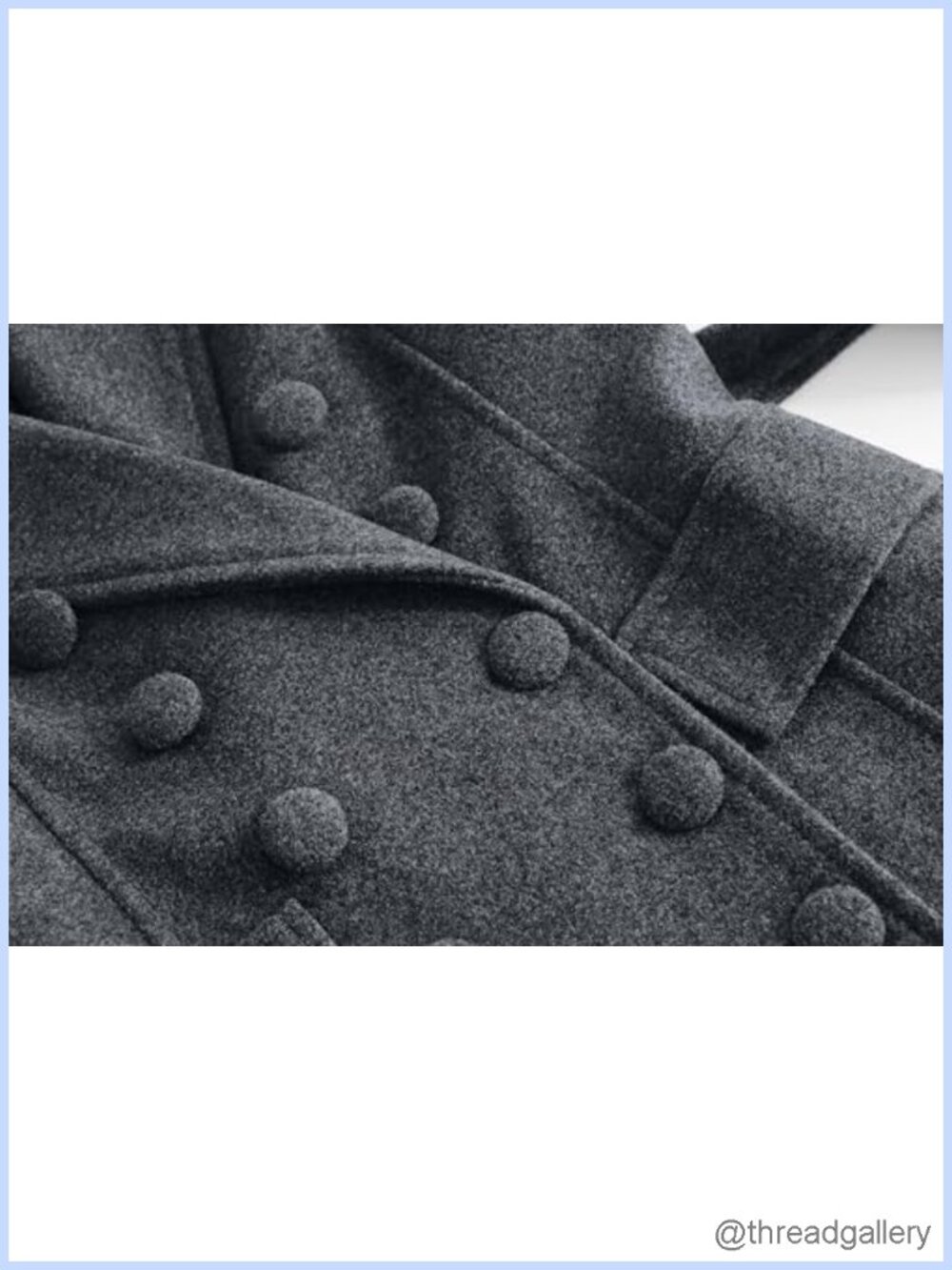 Wool Blend Long Pea Coat Double Breasted Belted Trench Overcoat - Picture 5 of 6